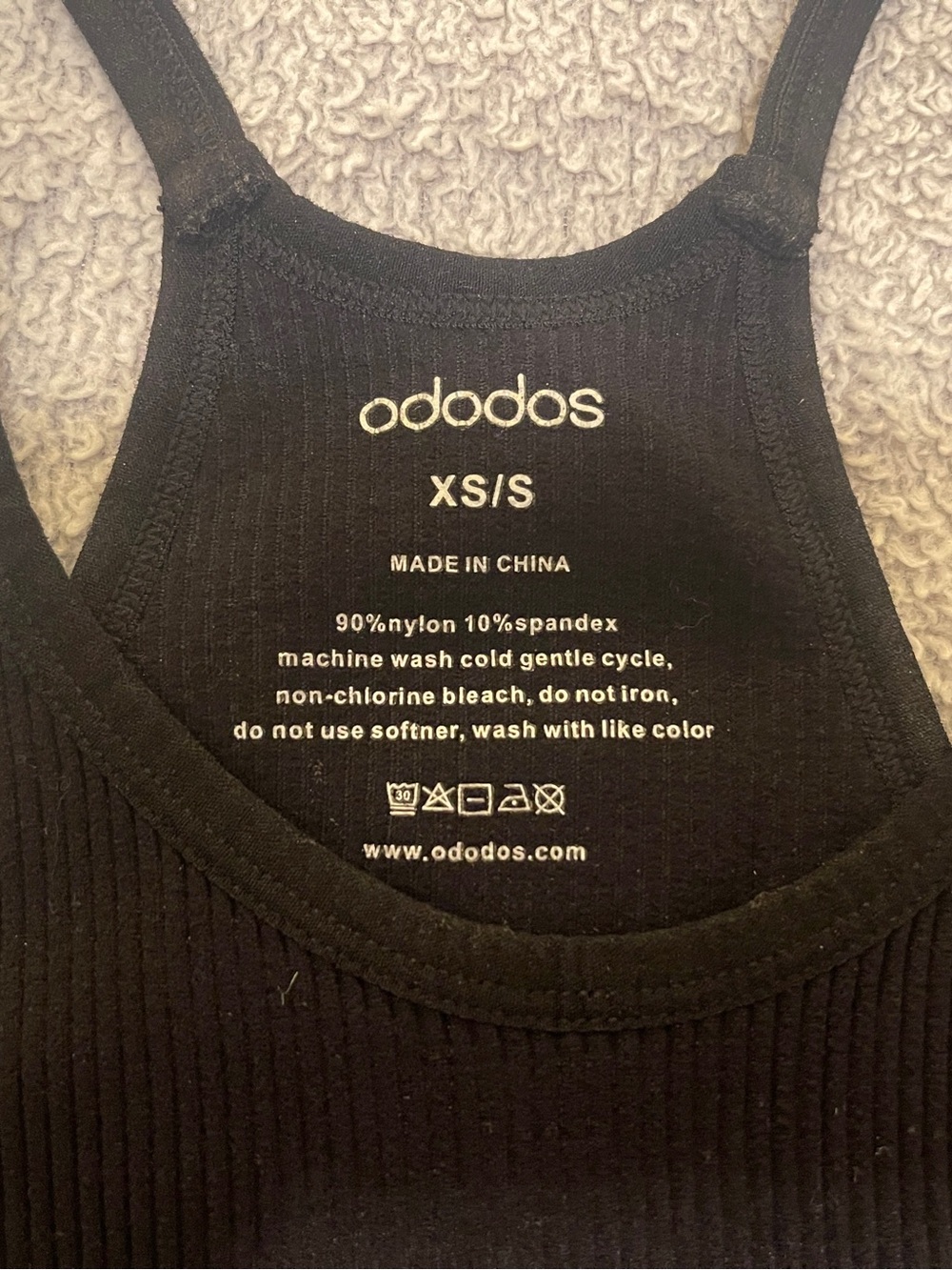 Black Ribbed Racerback Crop Tank by Ododos - Picture 3 of 3